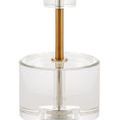 Deville Table Lamp full front view isolated on white highlighting the thin metal stem and white drum shade