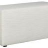 Rectangular modular sectional upholstered table in soft Kipri Snow fabric with clean lines and low profile