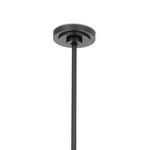 Close-up of dark oil rubbed bronze ceiling mount and rod on pendant light