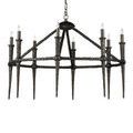 Blackthorn Chandelier isolated on white background with unlit bulbs and aged bronze finish