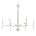 Center column twine wrapping and round arm base connection of Donnybrook Chandelier in close detail