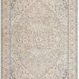 Vintage style Maria Taupe/Blue Elena rug with classic medallion pattern in taupe, blue, and subtle orange tones
