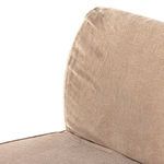 Close view of rounded dome-shaped backrest with flax linen cover