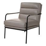 Verlaine chair angled front view highlighting channeling on back cushion and leather-wrapped slender arms