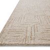 Low-angle side view showcasing the rug’s textured wool and jute pile thickness and geometric pattern.
