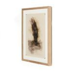 Side angled view showing natural wood frame depth on abstract smoke watercolor art