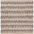 Hand-tufted gray and cream rug with broken horizontal stripe pattern and short gray fringe