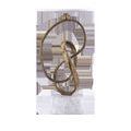 Ruban Accent Table shown from the side highlighting the curved looped ribbon base and marble elements