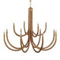 Side close-up of curved rattan arm holding candle sleeve and bulb