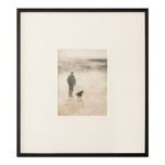 Framed print in vertical position with black wood frame and wide cream matte border