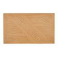 Overhead shot showing rectangular top with wide diagonal wood grain accents