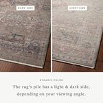 Side-by-side comparison of the rug’s pile showing light side on right and dark side on left