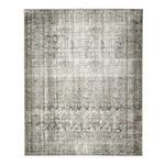 Nala Sage Olive Rug with faded vintage-style pattern in muted green and gray tones