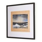 Sun Ripples artwork angled to show depth of black Brimfield frame with textured wood grain detail