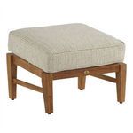 Square teak ottoman with thick beige woven cushion replacing the white cushion
