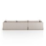 Rear view highlighting clean slipcover look and sectional corners