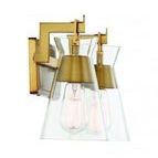 Lakewood 2 light bath fixture viewed from front-right angle emphasizing warm brass finish