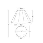 Line drawing with lamp dimensions showing shade width, base diameter, and overall height