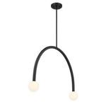 Side angled view of chandelier highlighting asymmetrical arm curves and orb placement