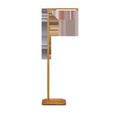 Autrand Brass Floor Lamp with tubular shade on top arm and antique brass finish, standing upright side view