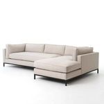 Diagonal front angle showcasing sectional sofa’s chaise on right side