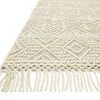 Close-up corner of Noelle Ivory / Black Rug showing thick fringe and detailed woven texture