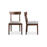 Leone Dining Chair set of 2, Nordic style with solid walnut frame and light grey cushioned seat, open back design