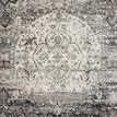 Anastasia Ink Ivory Rug with ornate traditional distressed medallion pattern in grayscale tones