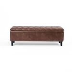Front view of Jefferson Trunk showing smooth faux leather surface and tufting