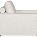Side profile of Lucca Accent Chair highlighting cushion thickness and bolster pillow support