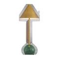Journey Green & Brass Cordless Table Lamp with antique brass conical shade and green marble globe base