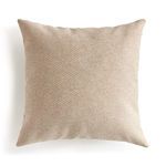 Blake Square Indoor-Outdoor Pillow with neutral woven Jacquard pattern and plush recycled fiber fill