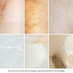 Collection of six alabaster material samples showing different natural colors and textures