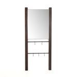 Front view of Beldon Entry Mirror showing full framed beveled mirror and four hooks on metal bars