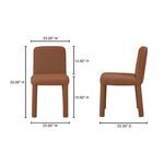 Place Dining Chair front and side views with drawn measurements for width, height, and depth.