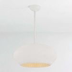 Ferndale Pendant illuminated showing warm light glowing through the white cotton coils from below