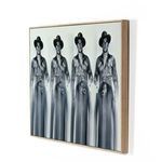 Side angled view highlighting wood frame grain and thickness of Reagan cowboy photograph
