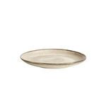 Mame Dessert Plate with a soft beige speckled glaze and slightly irregular rounded edges