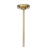 Brass ceiling mount and suspension rod showing round base and adjustable rod length