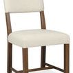 Driftwood Upholstered Side Chair with warm brown wood frame and cream fabric seat and backrest