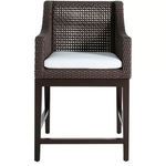 Front view of Peninsula Mahogany Counter Stool with white seat cushion