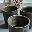Three Mame Cups grouped together showing unique natural glaze variations on each cup