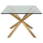 Couture Dining Table top-down view highlighting rectangular glass surface and gold intersecting legs