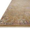 Side angle of Giada Gold / Multi Rug highlighting its low pile and fringed edge