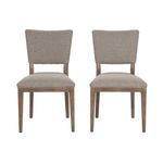 Front view of two Phillip Dining Chairs showing flat cushioned seats and straight backrests in neutral fabric