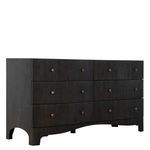 Princeton Dresser with curved drawer fronts, vertical ribbing texture, cerused forest black finish and brushed bronze hard...