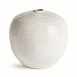 Emerson Vase with classic rotund terracotta shape, narrow opening, and glossy white reactive glaze