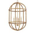 Close-up of decorative knot tying rattan reeds around the lantern's center section