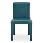 Monte Dining Chair front view highlighting squared legs and smooth teal vegan leather upholstery