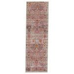 Runner style rug view showing extended length and repeating oriental pattern